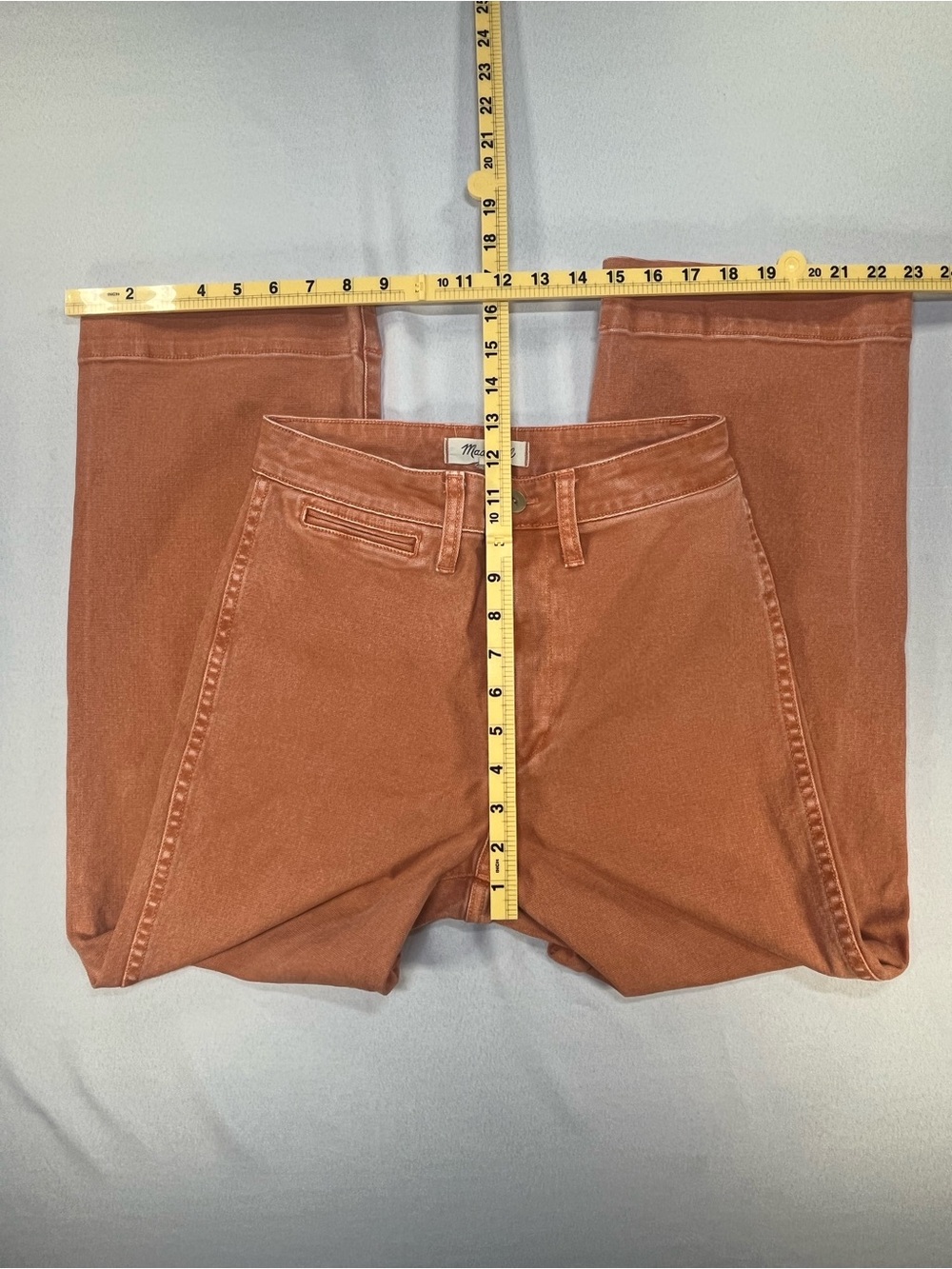 Madewell Emmett Wide Leg Crop Rust Orange Canvas High Rise Pants Size 25 - Picture 10 of 10